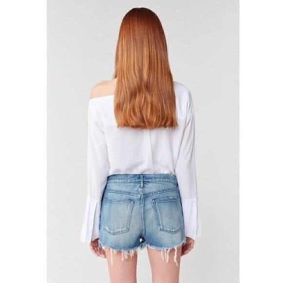 3x1 Jean Shorts 27 W2 Mason Mid Rise Boyfriend Bleeker Button Medium Blue Italy - Picture 8 of 11